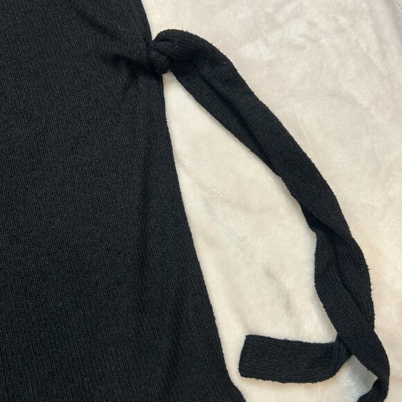 Black H&M Cap Sleeve Shirt Knit Sweater Women With Side Ties - Picture 8 of 8